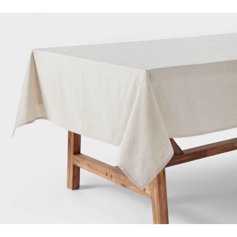 Threshold Cream Linen Blend Tablecloth 60x84 Rectangle Traditional OEKO-TEX NEW